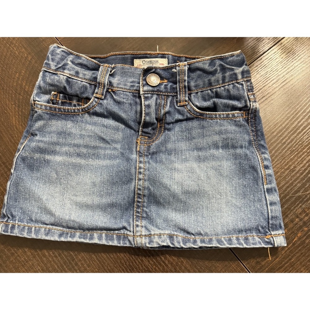 OshKosh B'gosh Girls Blue Denim Mini Skort Adjustable Waist Size 5